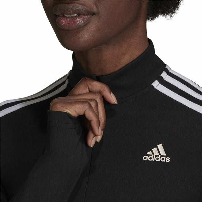 Tricou cu Mânecă Lungă de Damă  Zíper 3/4 Adidas Hyperglam Negru