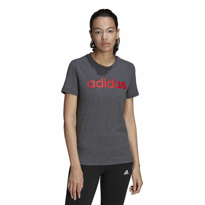 Tricou cu Mânecă Scurtă Femei Adidas Loungewear Essentials Logo Gri închis