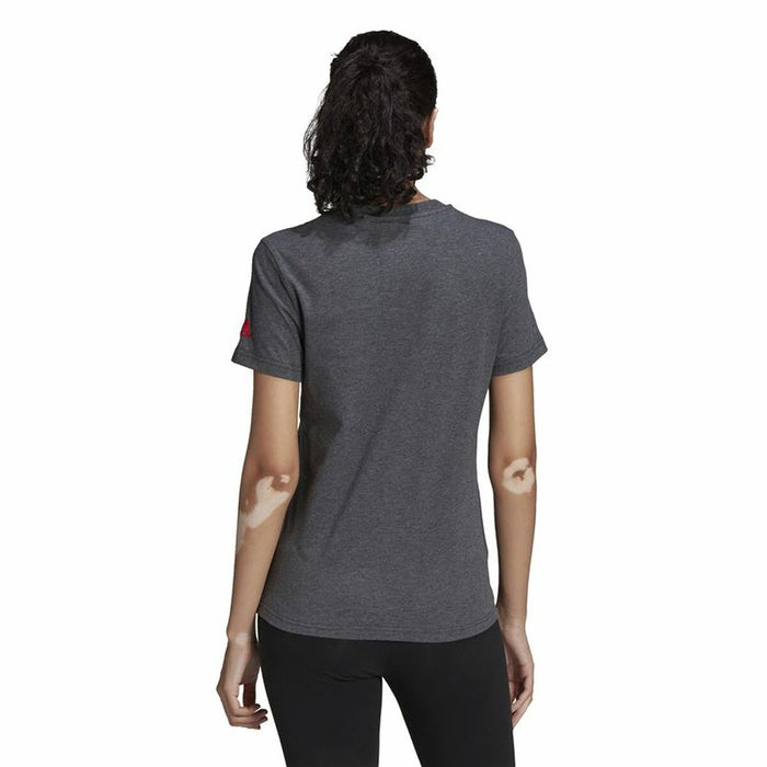Tricou cu Mânecă Scurtă Femei Adidas Loungewear Essentials Logo Gri închis
