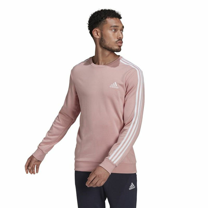 Hanorac fără Glugă Bărbați Adidas Essentials French Terry 3 Stripes Roz