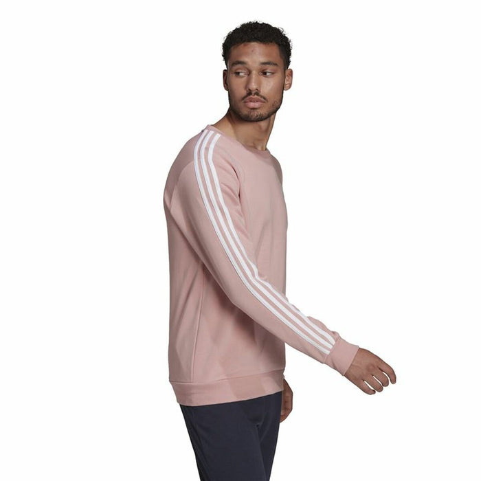 Hanorac fără Glugă Bărbați Adidas Essentials French Terry 3 Stripes Roz