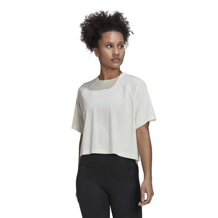 Tricou cu Mânecă Scurtă Femei Adidas Aeroready Wrap-Back Alb