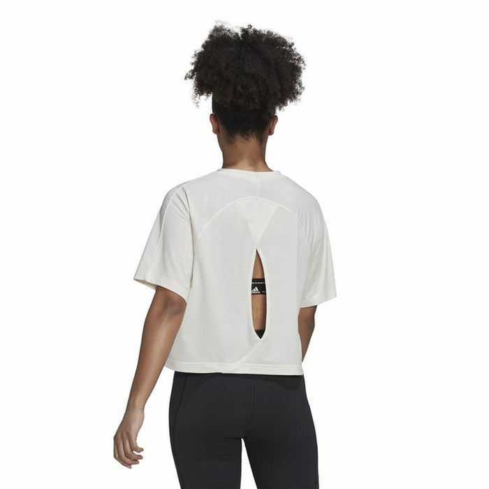 Tricou cu Mânecă Scurtă Femei Adidas Aeroready Wrap-Back Alb