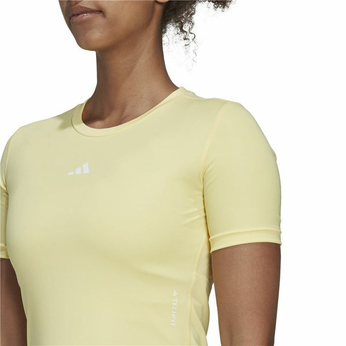Tricou cu Mânecă Scurtă Femei Adidas Techfit Training Galben