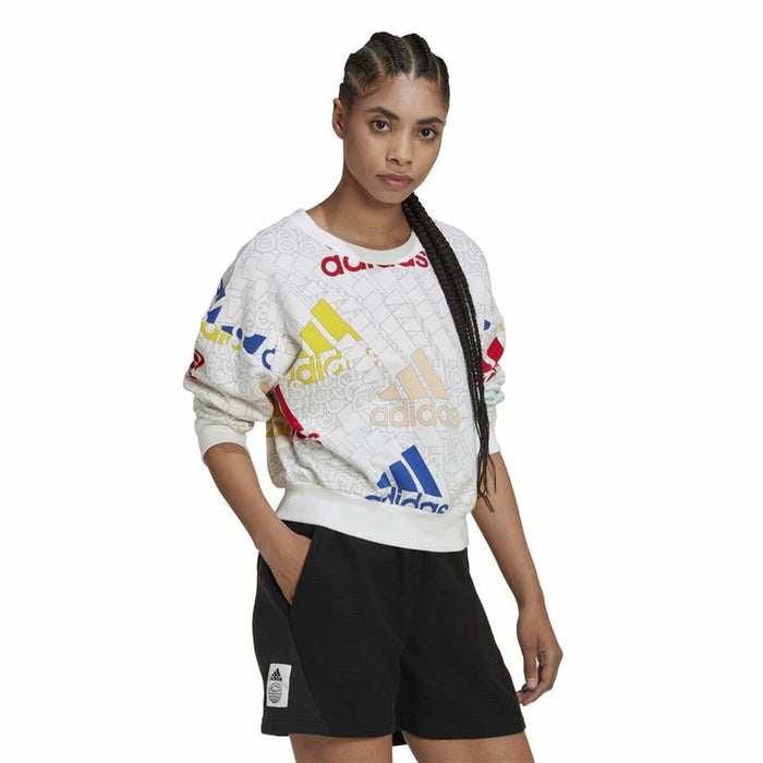Hanorac fără Glugă Femei Adidas Essentials Multi-Coloured Alb