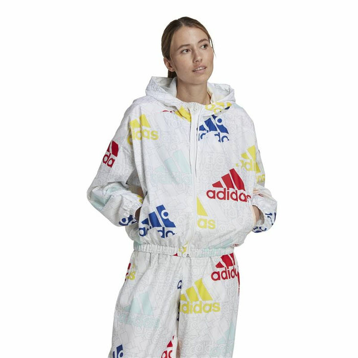 Jachetă Sport de Damă Adidas Essentials Multi-Colored Logo Alb