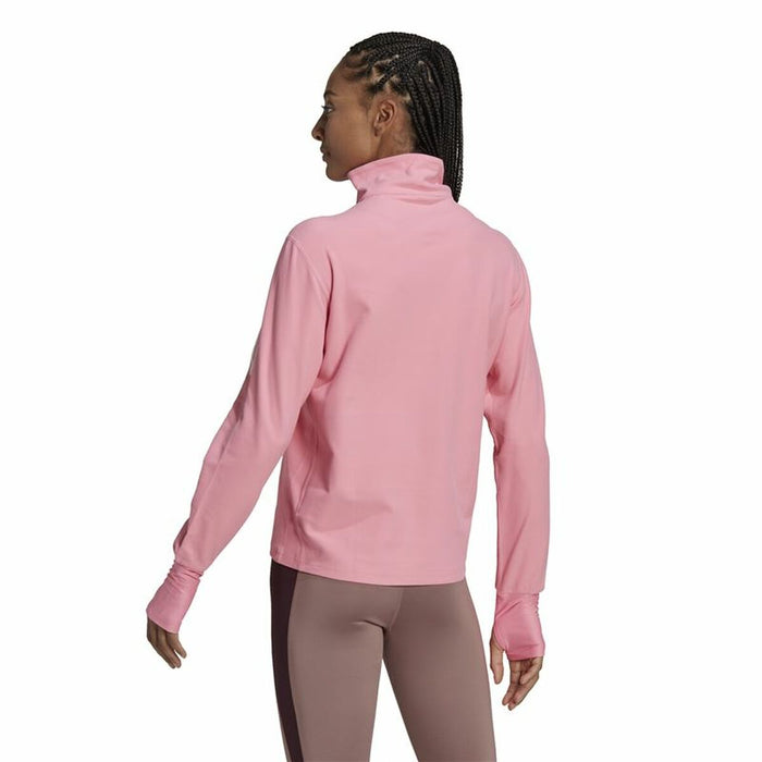 Tricou cu Mânecă Lungă de Damă Adidas Own the Run 1/2 Zip Roz