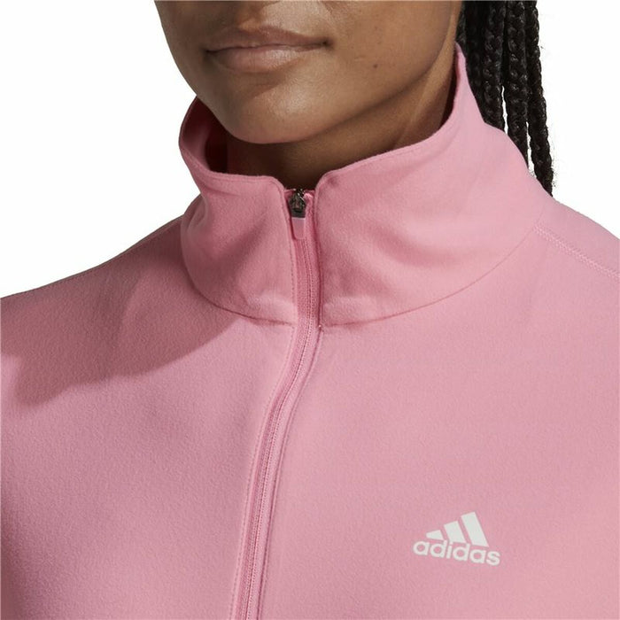 Tricou cu Mânecă Lungă de Damă Adidas Own the Run 1/2 Zip Roz