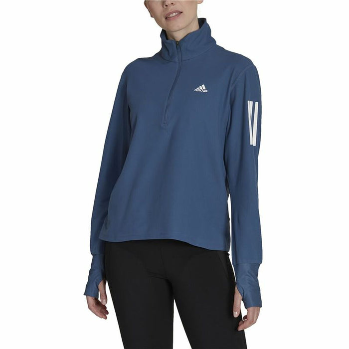 Tricou cu Mânecă Lungă de Damă Adidas Own the Run 1/2 Zip Indigo