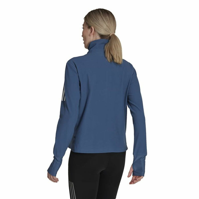 Tricou cu Mânecă Lungă de Damă Adidas Own the Run 1/2 Zip Indigo