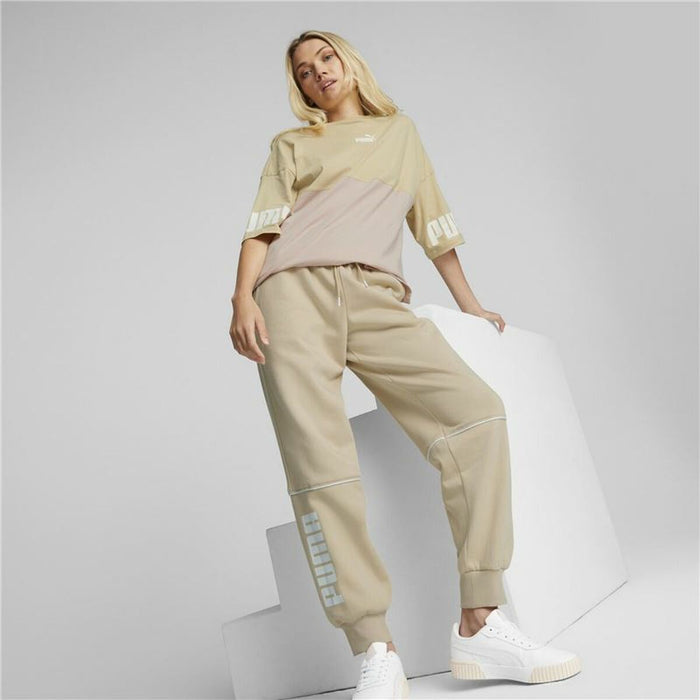 Pantalon de Trening pentru Adulți Puma Colorblock  Bej Femeie