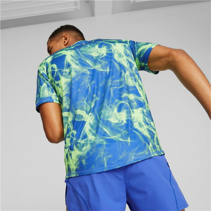 Tricou cu Mânecă Scurtă Bărbați Puma Run Favorite Albastru Verde