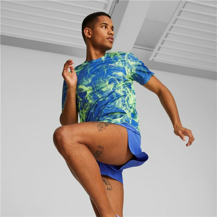 Tricou cu Mânecă Scurtă Bărbați Puma Run Favorite Albastru Verde