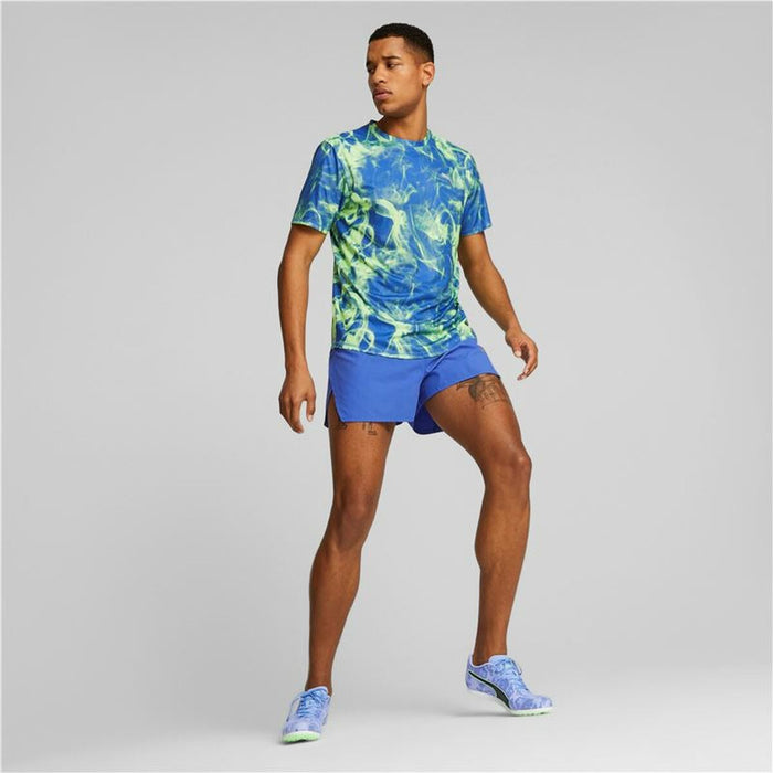 Tricou cu Mânecă Scurtă Bărbați Puma Run Favorite Albastru Verde