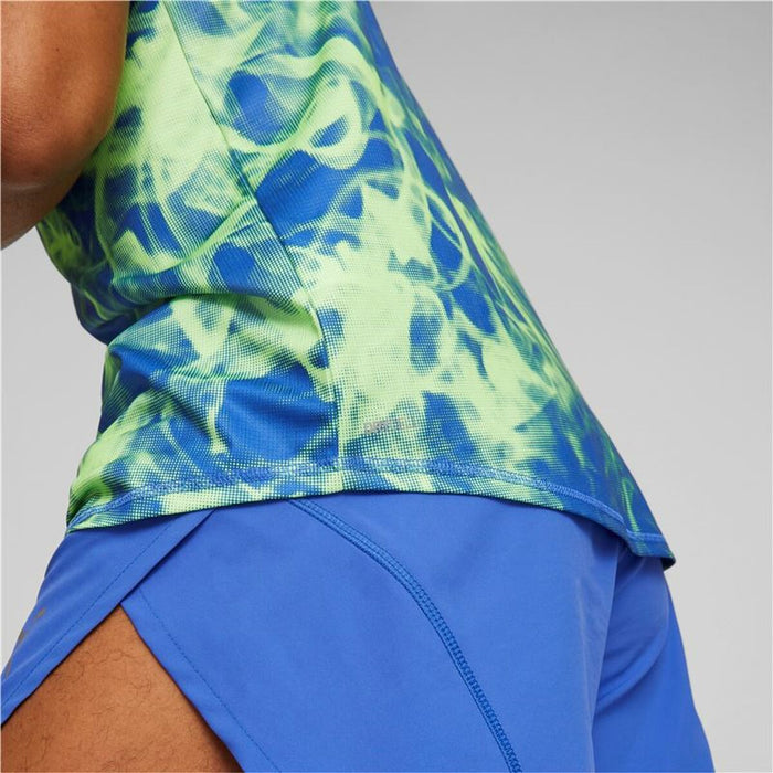 Tricou cu Mânecă Scurtă Bărbați Puma Run Favorite Albastru Verde