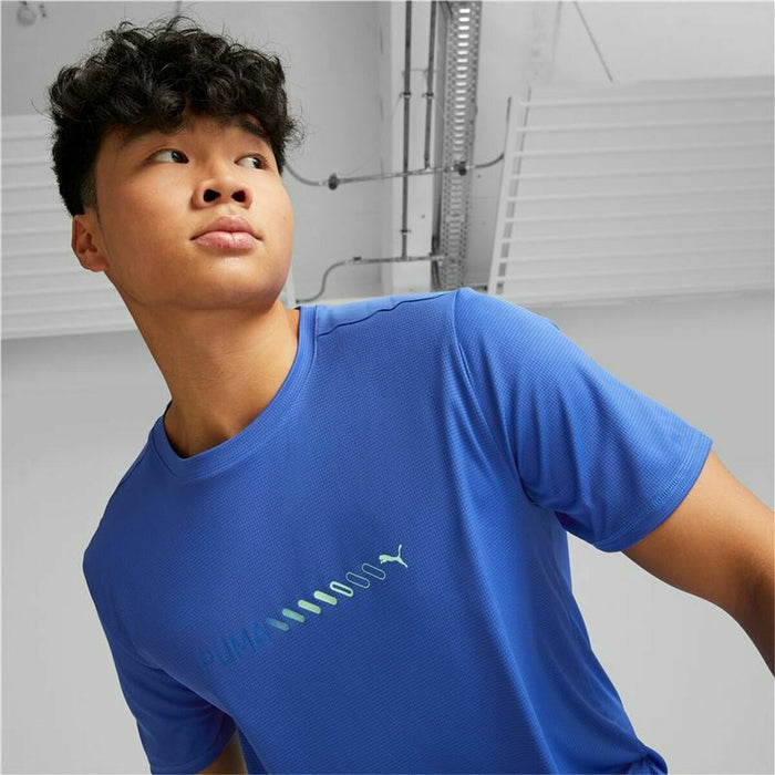Tricou cu Mânecă Scurtă Bărbați Puma Run Favorite Logo Albastru