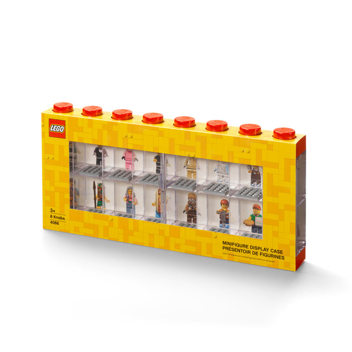 Vitrină LEGO pentru minifigurine, 16 compartimente, roșie, 3+ ani