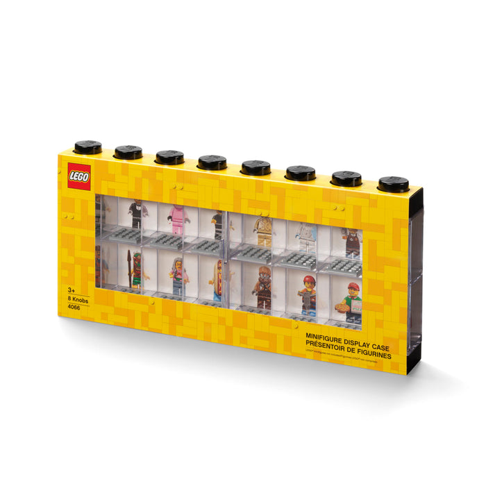 Vitrină de prezentare LEGO pentru minifigurine, 16 compartimente, neagră, 3+ ani