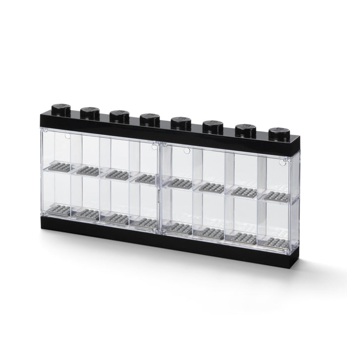 Vitrină de prezentare LEGO pentru minifigurine, 16 compartimente, neagră, 3+ ani