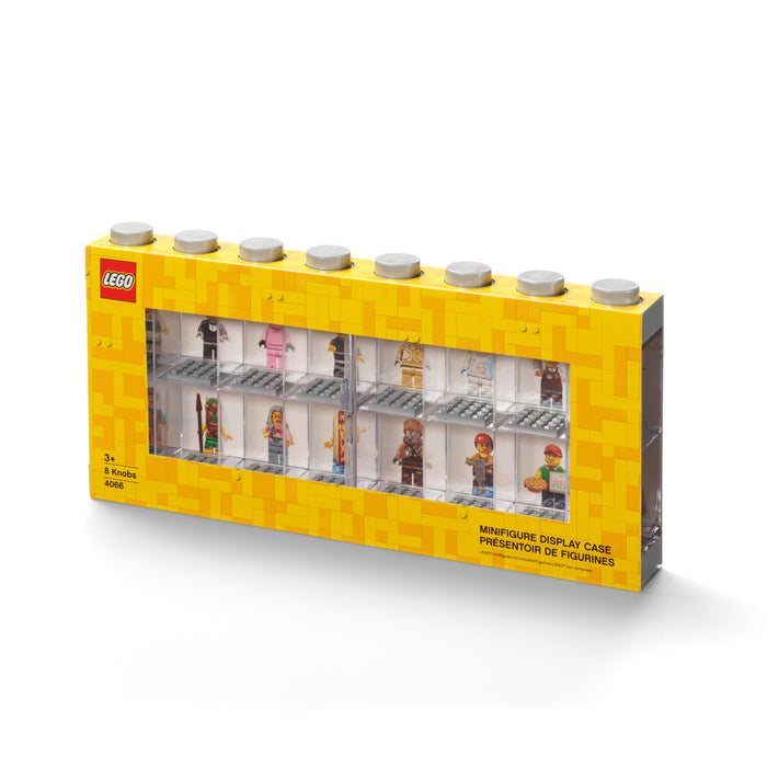 Vitrină de expunere LEGO, pentru 16 minifigurine, gri, 3+ ani