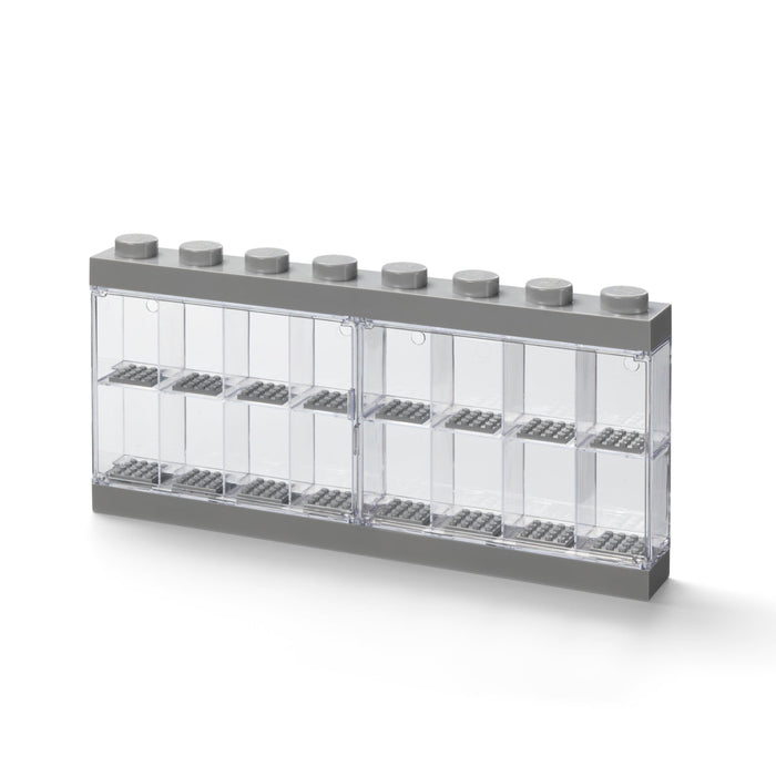Vitrină de expunere LEGO, pentru 16 minifigurine, gri, 3+ ani
