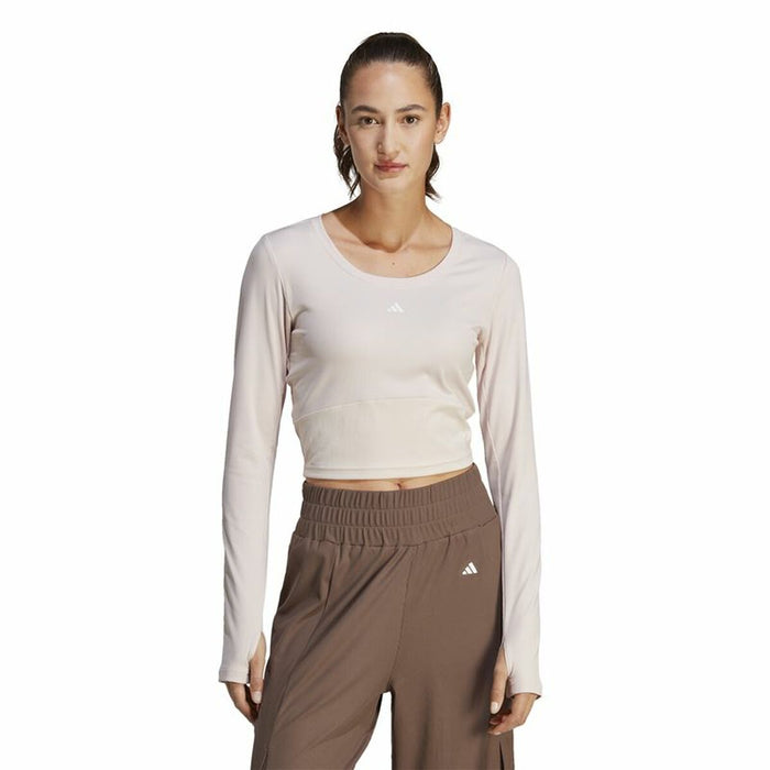 Tricou cu Mânecă Lungă de Damă Adidas Studio Bej