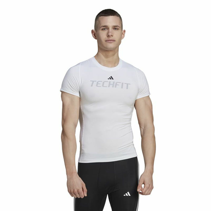 Tricou cu Mânecă Scurtă Bărbați Adidas techfit Graphic  Alb