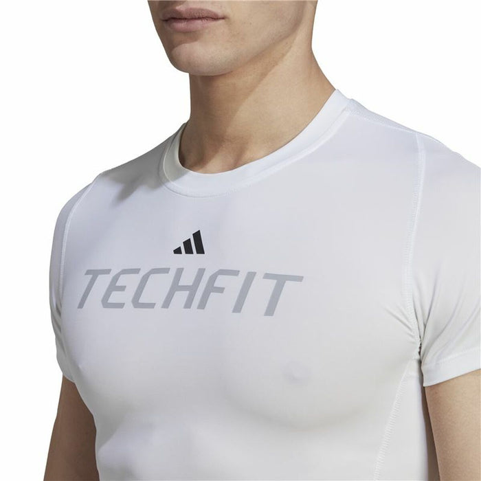Tricou cu Mânecă Scurtă Bărbați Adidas techfit Graphic  Alb