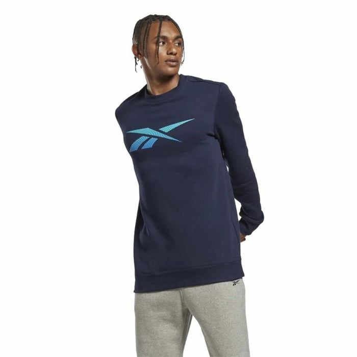 Hanorac fără Glugă Bărbați Reebok Identity Fleece Crew Albastru închis