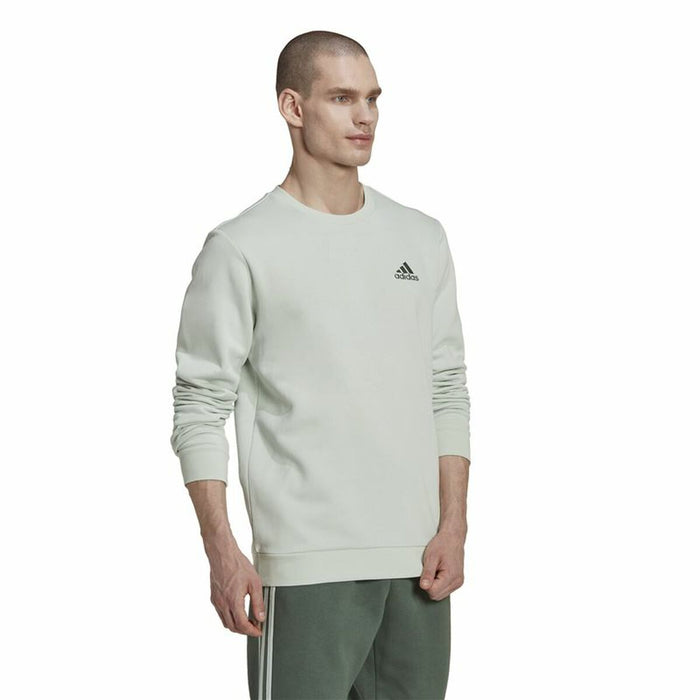 Hanorac fără Glugă Bărbați Adidas Essentials Fleece Alb