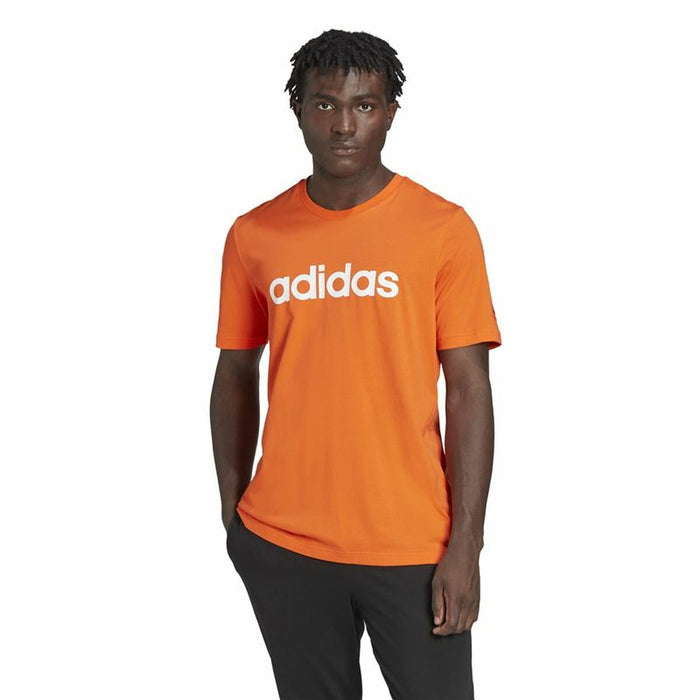 Tricou cu Mânecă Scurtă Bărbați Adidas  Essentials Embroidered Linear Portocaliu