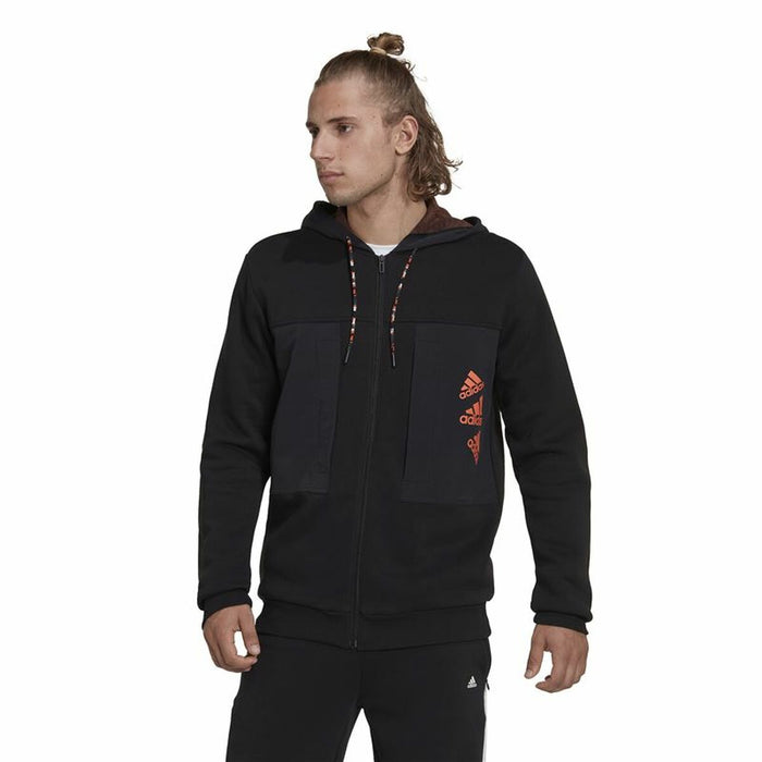 Hanorac cu Glugă Bărbați Adidas Essentials BrandLove Negru
