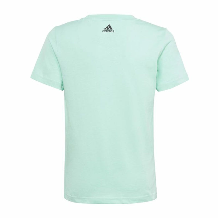 Tricou cu Mânecă Scurtă pentru Copii Adidas Linear Logo Verde Acvamarin
