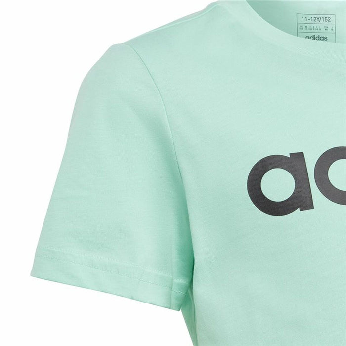 Tricou cu Mânecă Scurtă pentru Copii Adidas Linear Logo Verde Acvamarin