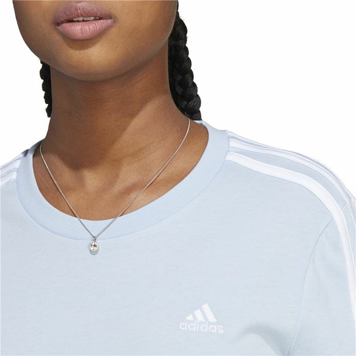 Tricou cu Mânecă Scurtă Femei Adidas 3 stripes Albastru deschis