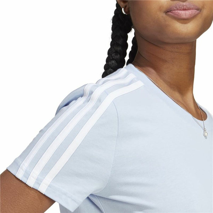 Tricou cu Mânecă Scurtă Femei Adidas 3 stripes Albastru deschis