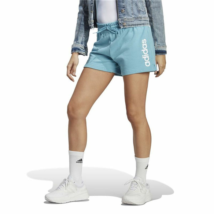 Pantaloni Scurți Sport pentru Damă Adidas Linear Cyan Deschis
