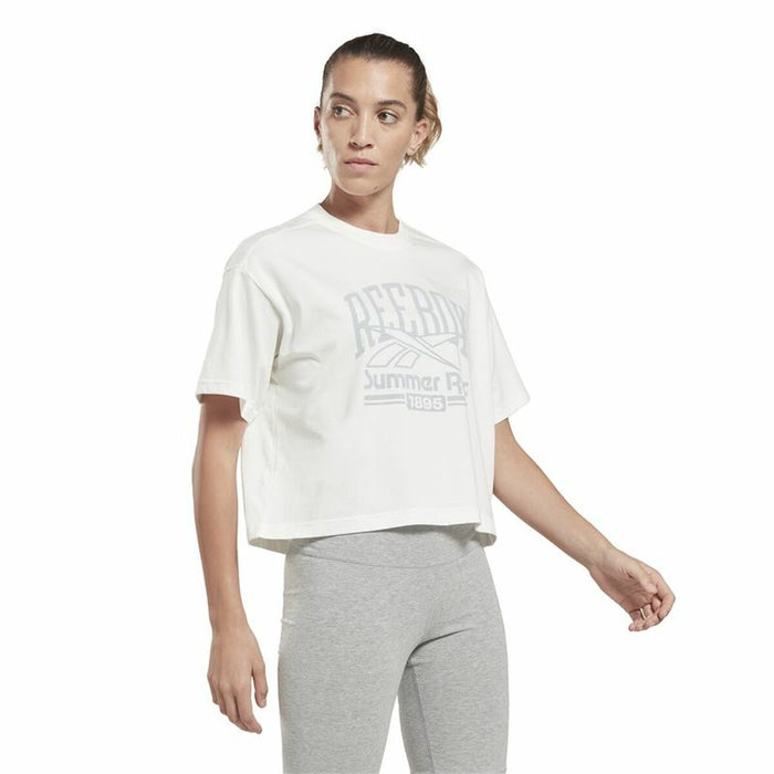 Tricou cu Mânecă Scurtă Femei Reebok Graphic Logo Alb
