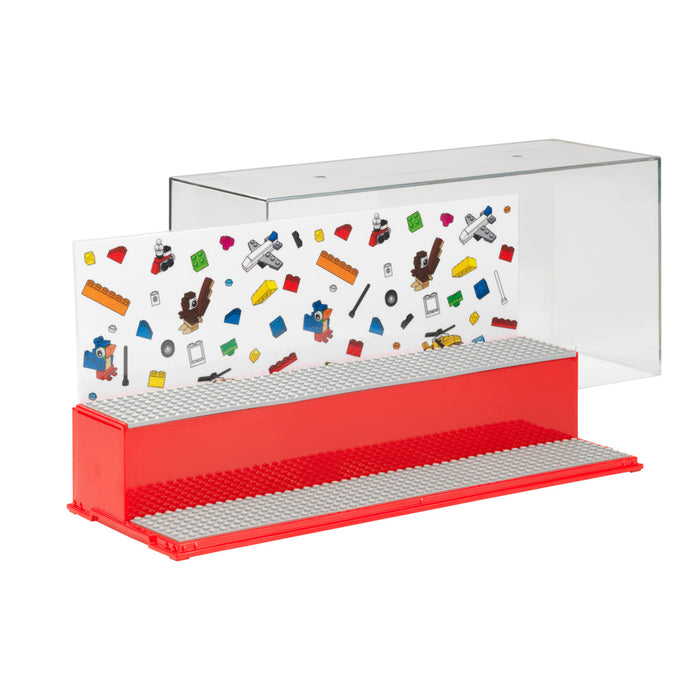 Vitrină LEGO Iconic, expunere și joacă, roșie, 39,8 × 19,2 × 14,9 cm