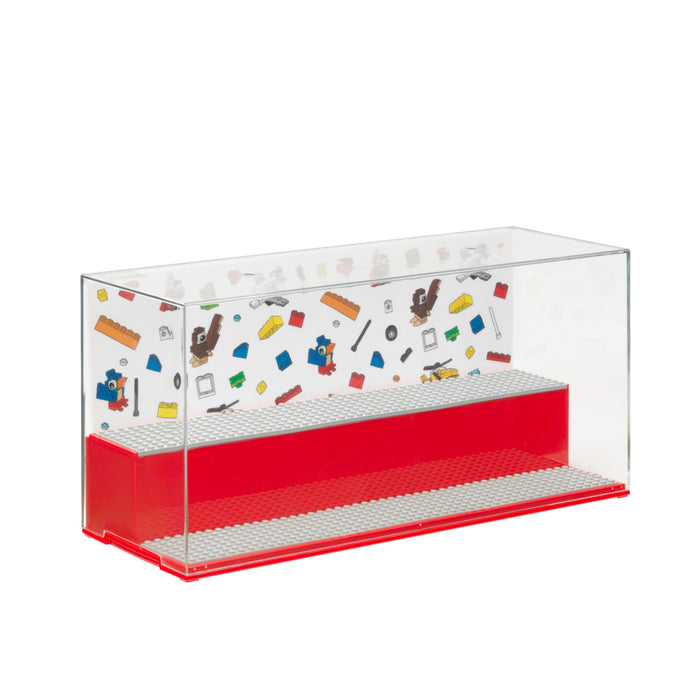 Vitrină LEGO Iconic, expunere și joacă, roșie, 39,8 × 19,2 × 14,9 cm