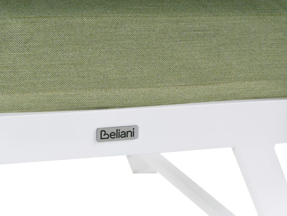 Set colțar lounge pentru grădină, Beliani, 5 locuri, structură aluminiu, alb cu perne verzi