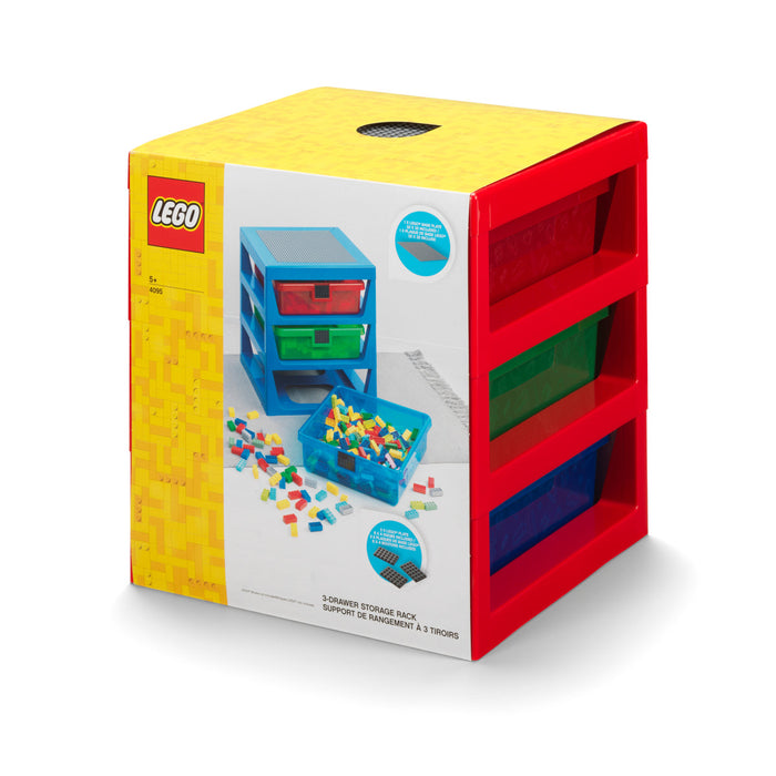 Măsuță de depozitare LEGO, cu 3 sertare, roșie