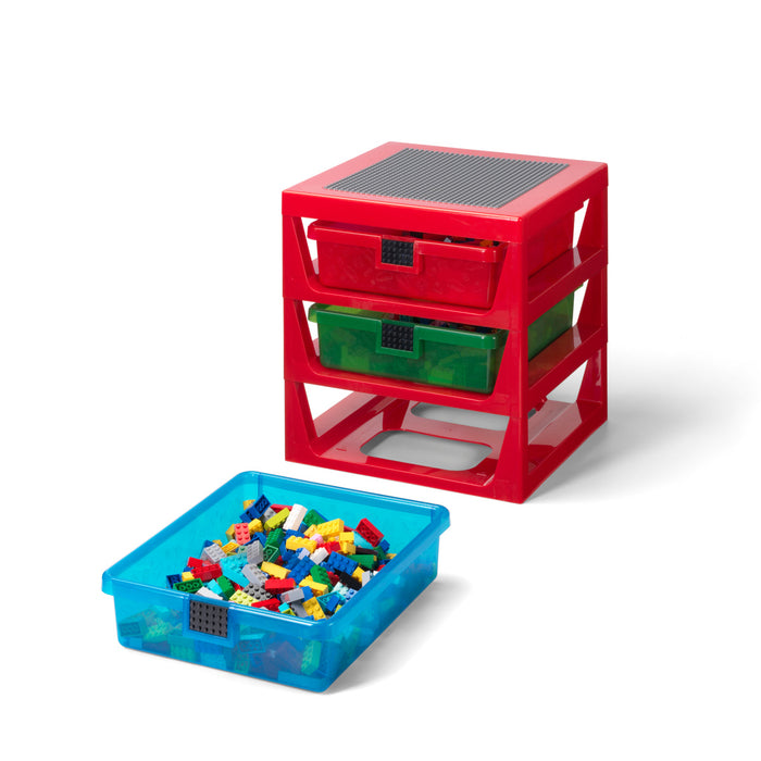 Măsuță de depozitare LEGO, cu 3 sertare, roșie