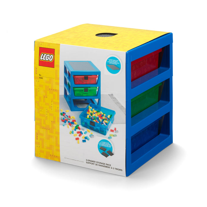 Măsuță de depozitare LEGO, cu 3 sertare, albastră, 5+ ani