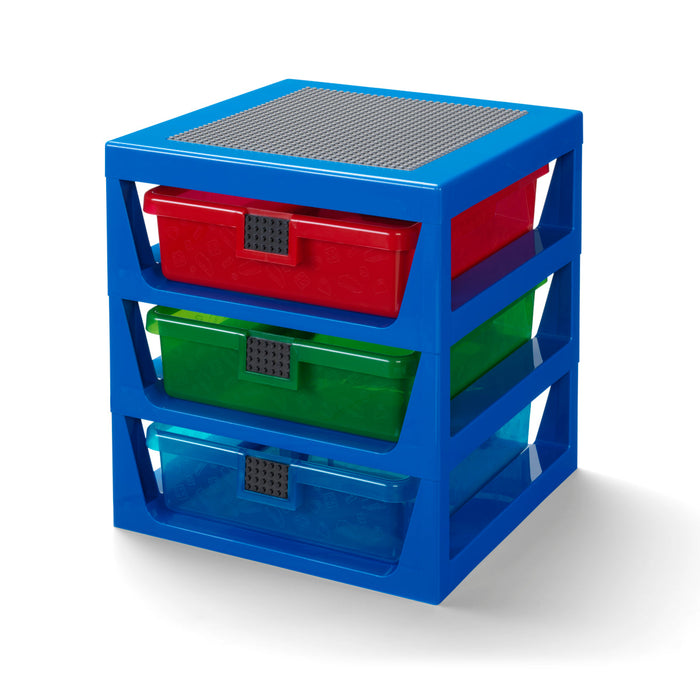 Măsuță de depozitare LEGO, cu 3 sertare, albastră, 5+ ani