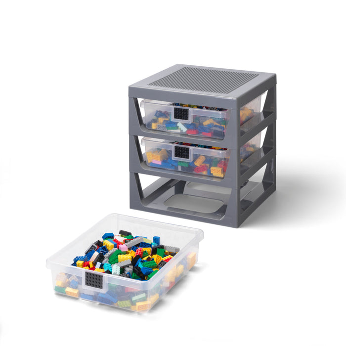 Măsuță LEGO, cu 3 sertare de depozitare, gri, 5+ ani