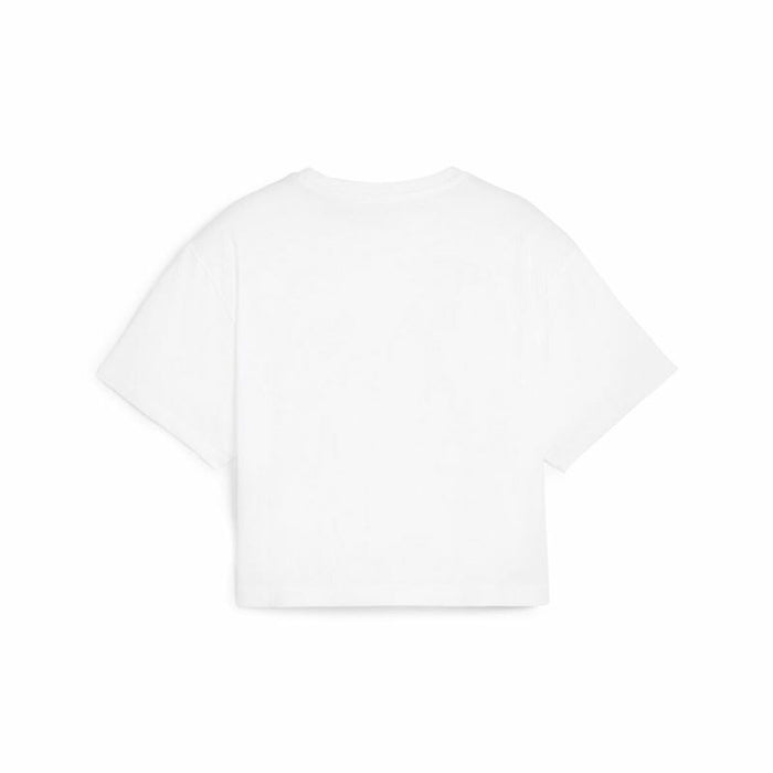 Tricou cu Mânecă Scurtă pentru Copii Puma Girls Logo Cropped Alb