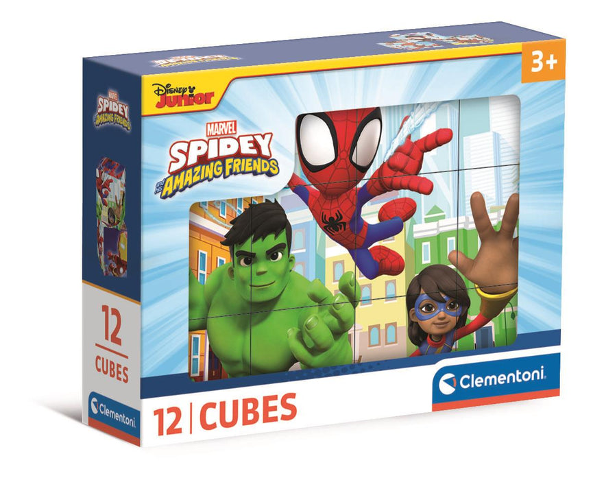 Puzzle cu cuburi Clementoni, Spidey and His Amazing Friends, 12 cuburi, 3+ ani