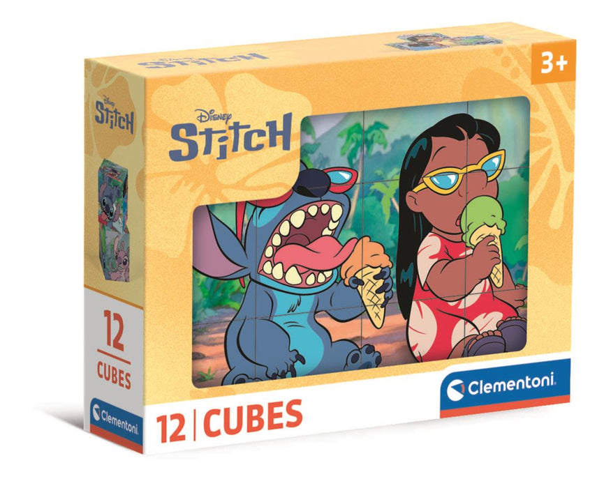 Puzzle cu cuburi Clementoni Disney Stitch, 12 cuburi, 3+ ani