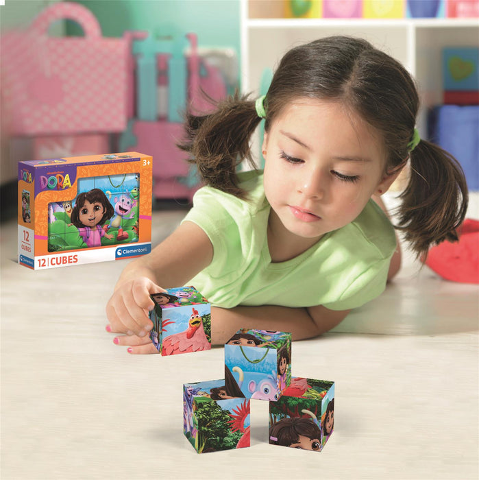 Puzzle cu cuburi Clementoni Dora the Explorer, 12 cuburi, 3+ ani